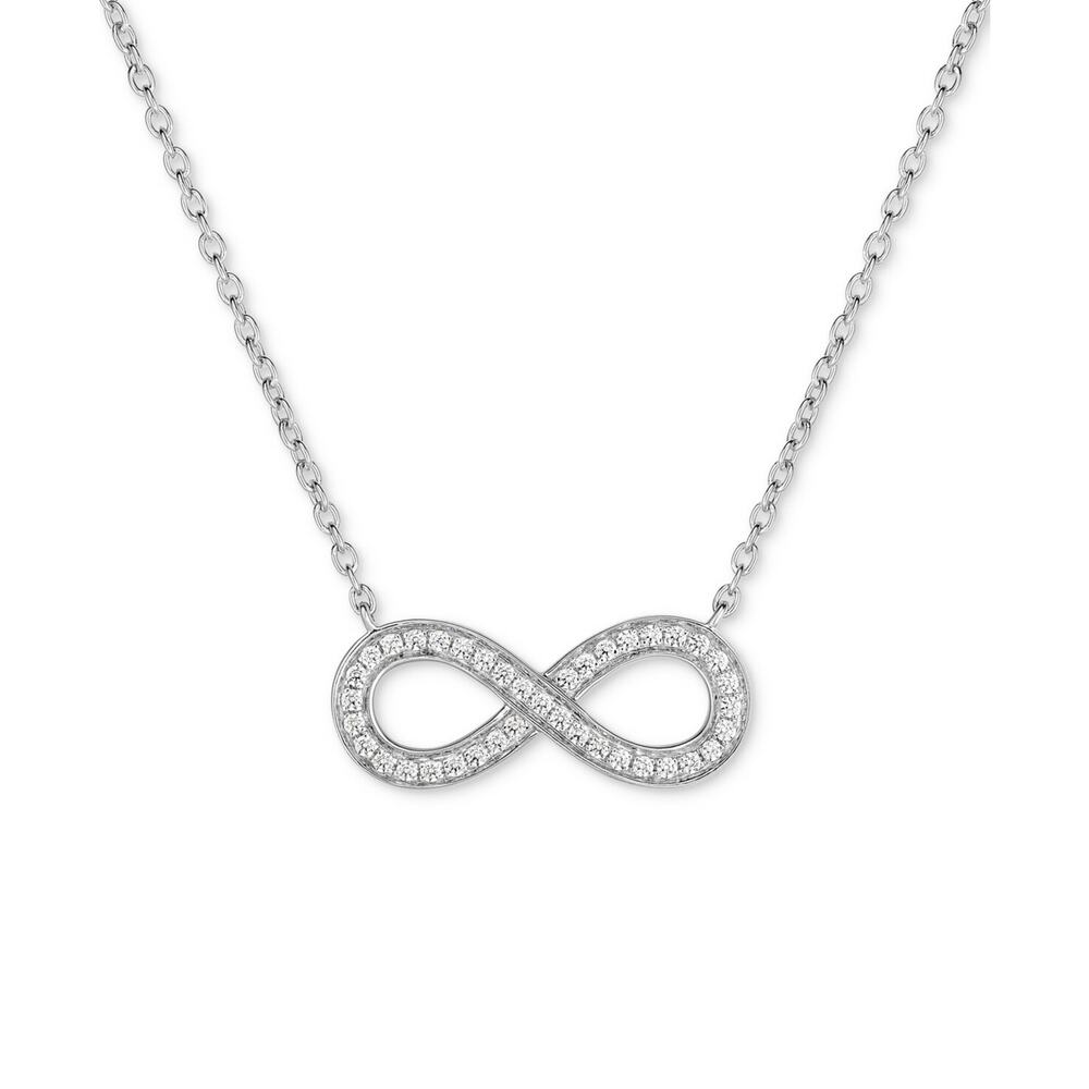 Arabella Cubic Zirconia Infinity 18" Pendant Necklace in Sterling Silver #180